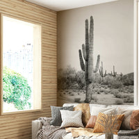 Desert Cactus B&W Wall Mural with bold black and white design

