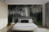 Blurred trees creating a serene atmosphere

