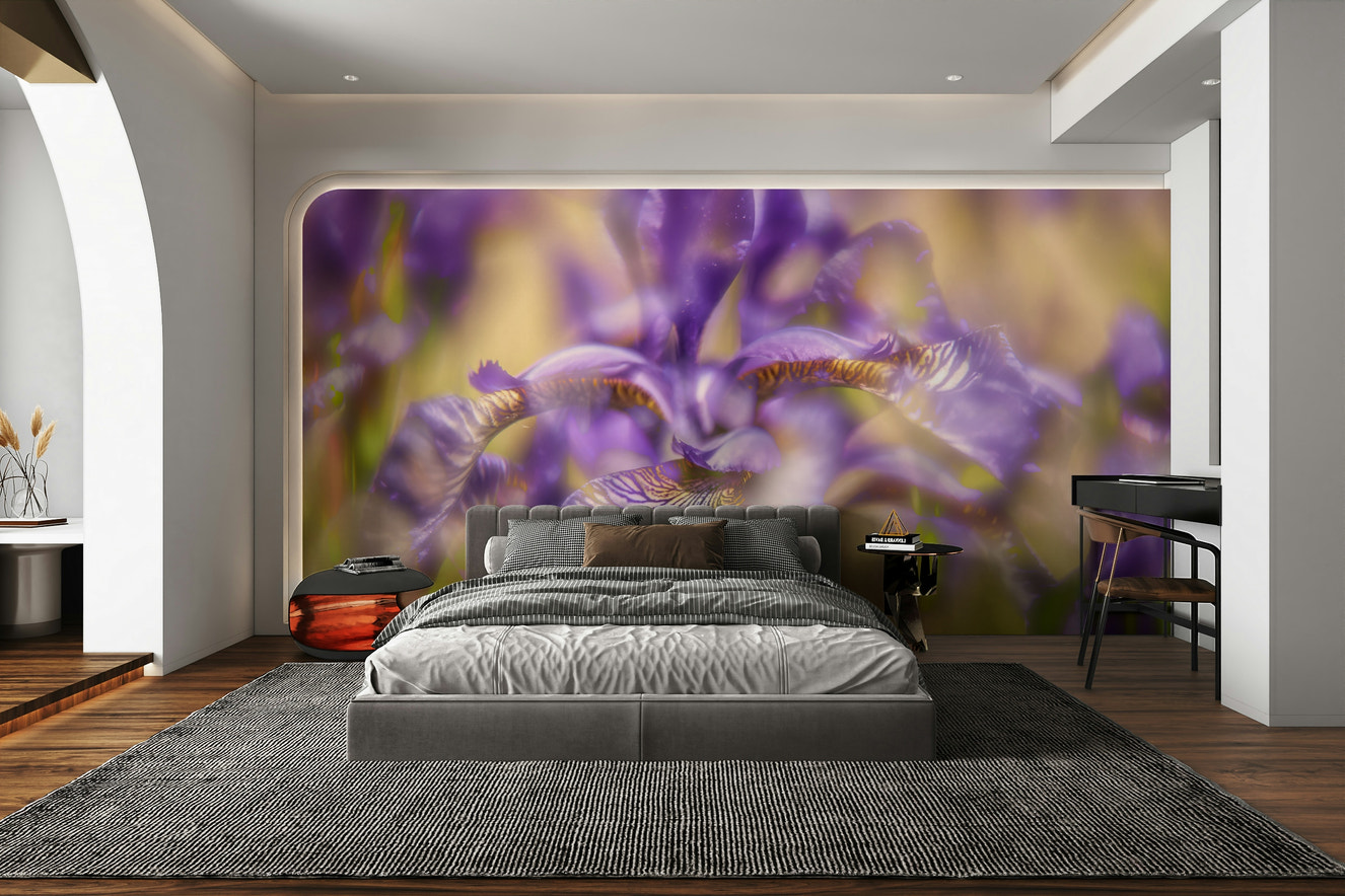 Ethereal Purple Iris Art Print | Delicate Floral Photography | Nature Wall Decor Wall Mural