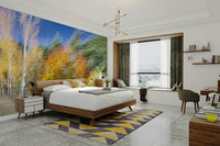 A large-scale abstract art print of a natural scene.

