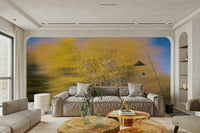 A close-up view shows the soft, blending lines of the abstract art.

