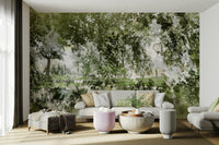 tranquil reflection of nature abstract greenery art print wall mural

