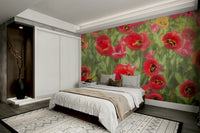 vibrant red tulip field photography wall mural

