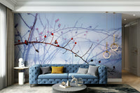 Winter-themed wall mural design
