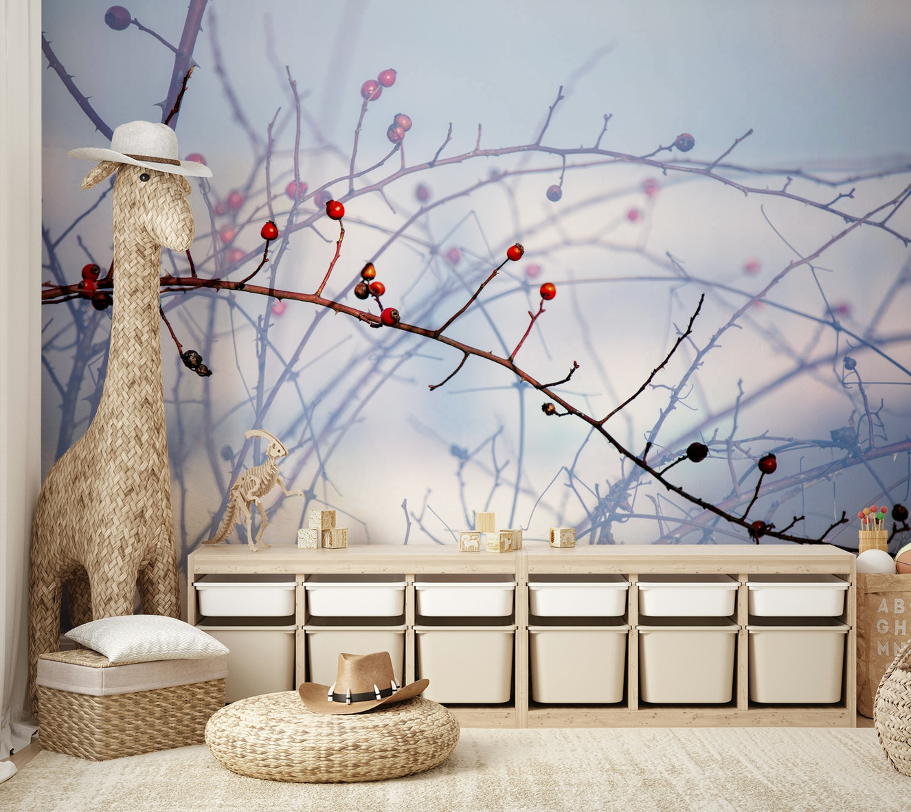 Winter berries on twigs wallpaper
