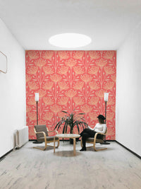 Fresh eucalyptus and floral wallpaper
