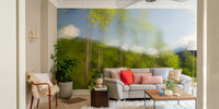 Serene natural blur mural design
