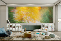 Painterly tree mural with fall hues
