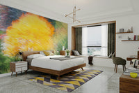 Rich gold leaves mural wallpaper
