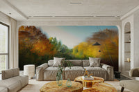 Muted brown and gold wallpaper
