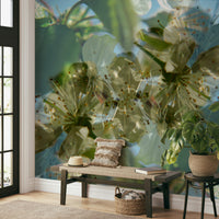 Peaceful flower art mural wallpaper
