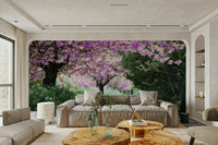 Floral landscape wall wallpaper
