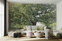 Single tree mural with greenery
