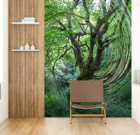 Artistic forest scene mural
