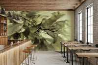 Serene leaf pattern mural
