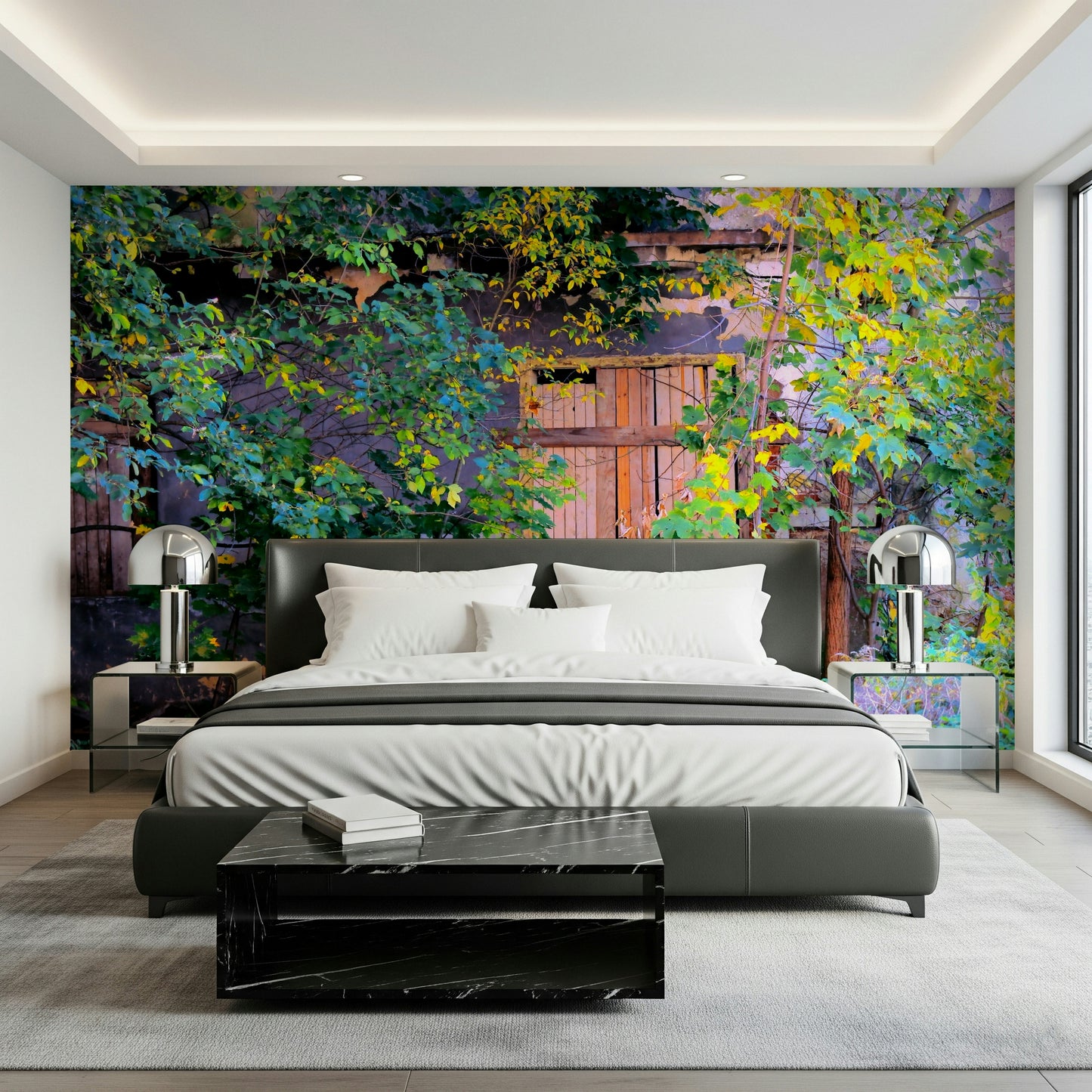 Overgrown Doorway: Nature's Embrace of Abandoned Ruins Wall Mural