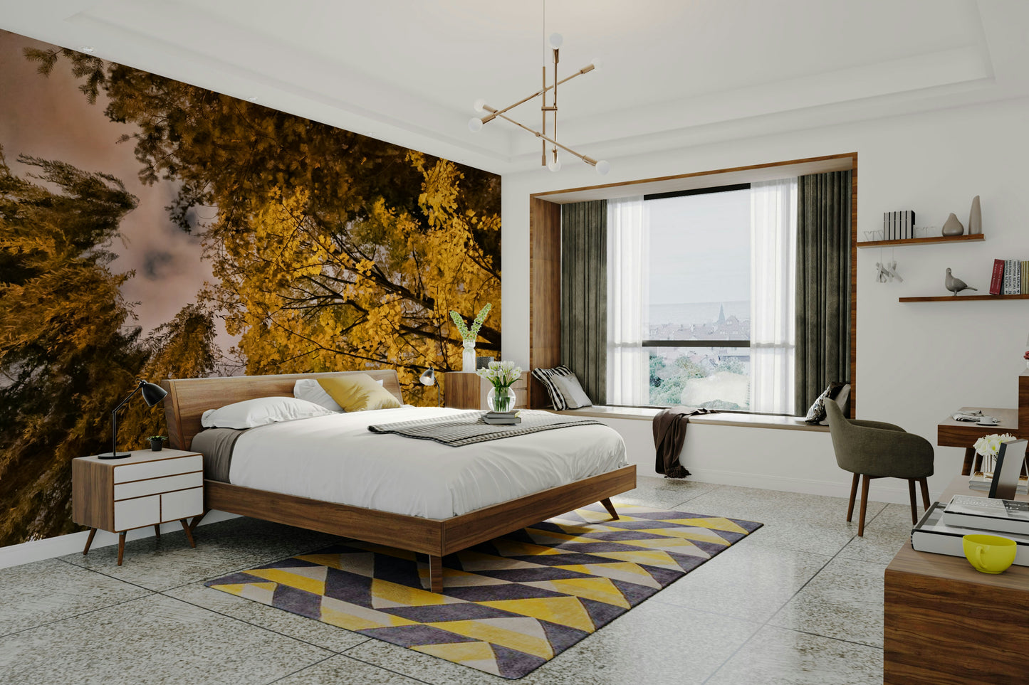 Twilight sky with fall canopy design
