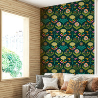 Charming and whimsical floral motifs with a bold contrast.

