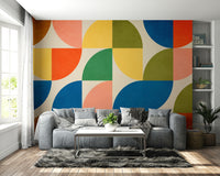 Serene waterways and bridges in a wall mural.

