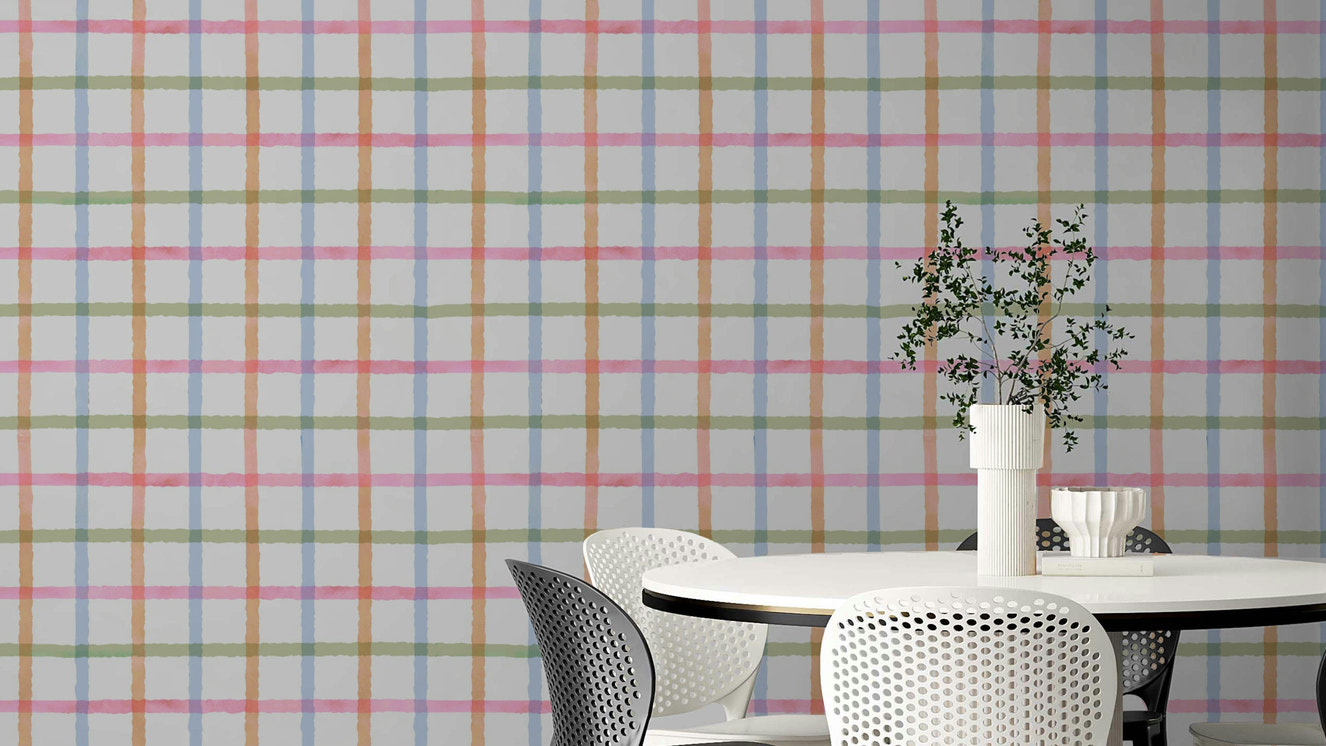 Cheerful and playful plaid design wallpaper.

