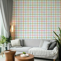 Multi-colored plaid pattern for home decor.

