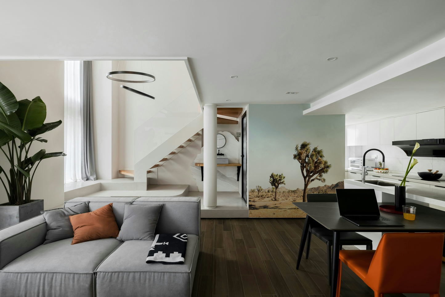 Desert Tree Wall Mural on a neutral wall.

