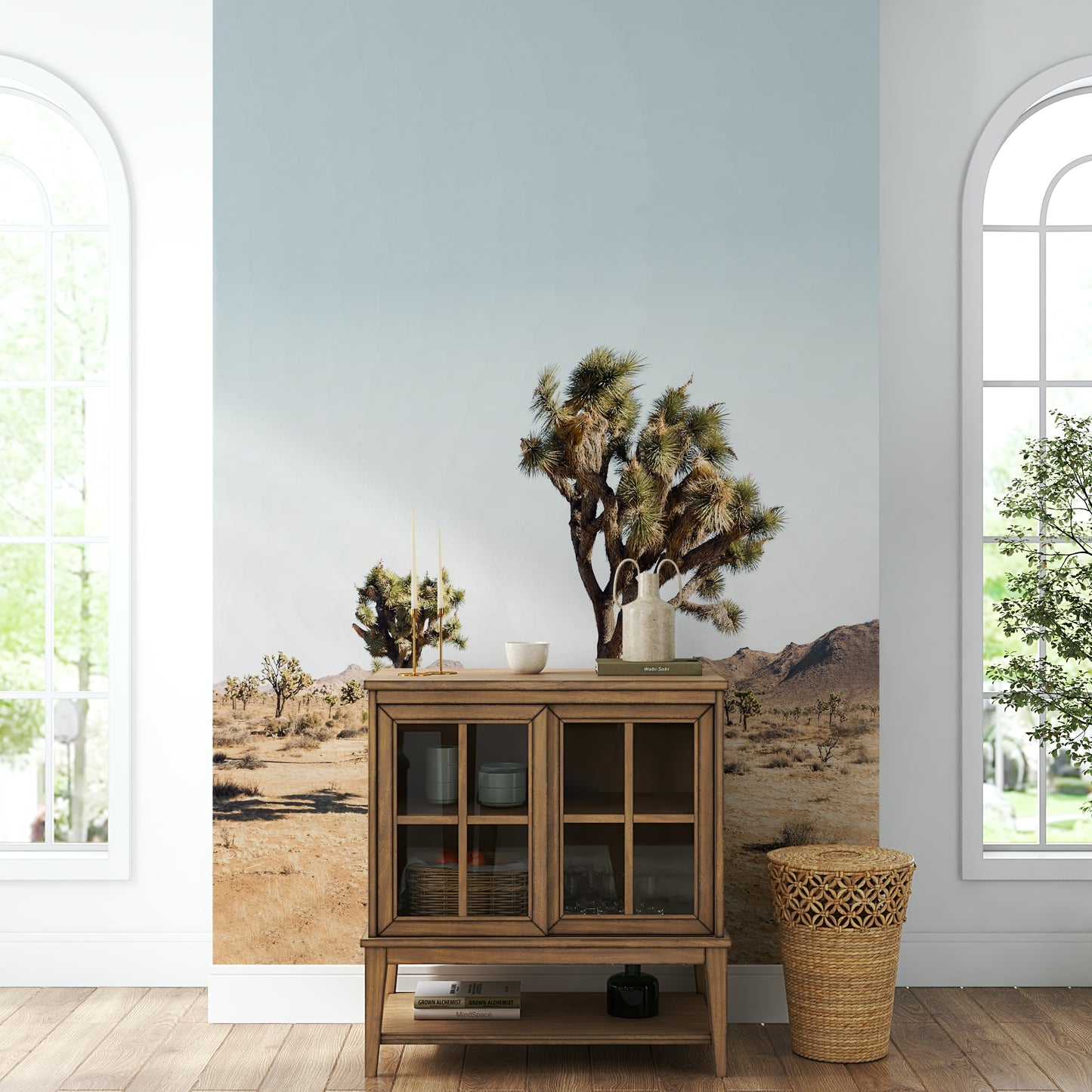Blue sky with subtle clouds above a desert tree.

