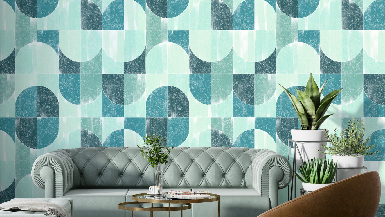 Geometric tile pattern wallpaper.

