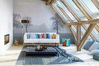 Forest scene with soft, diffused light.

