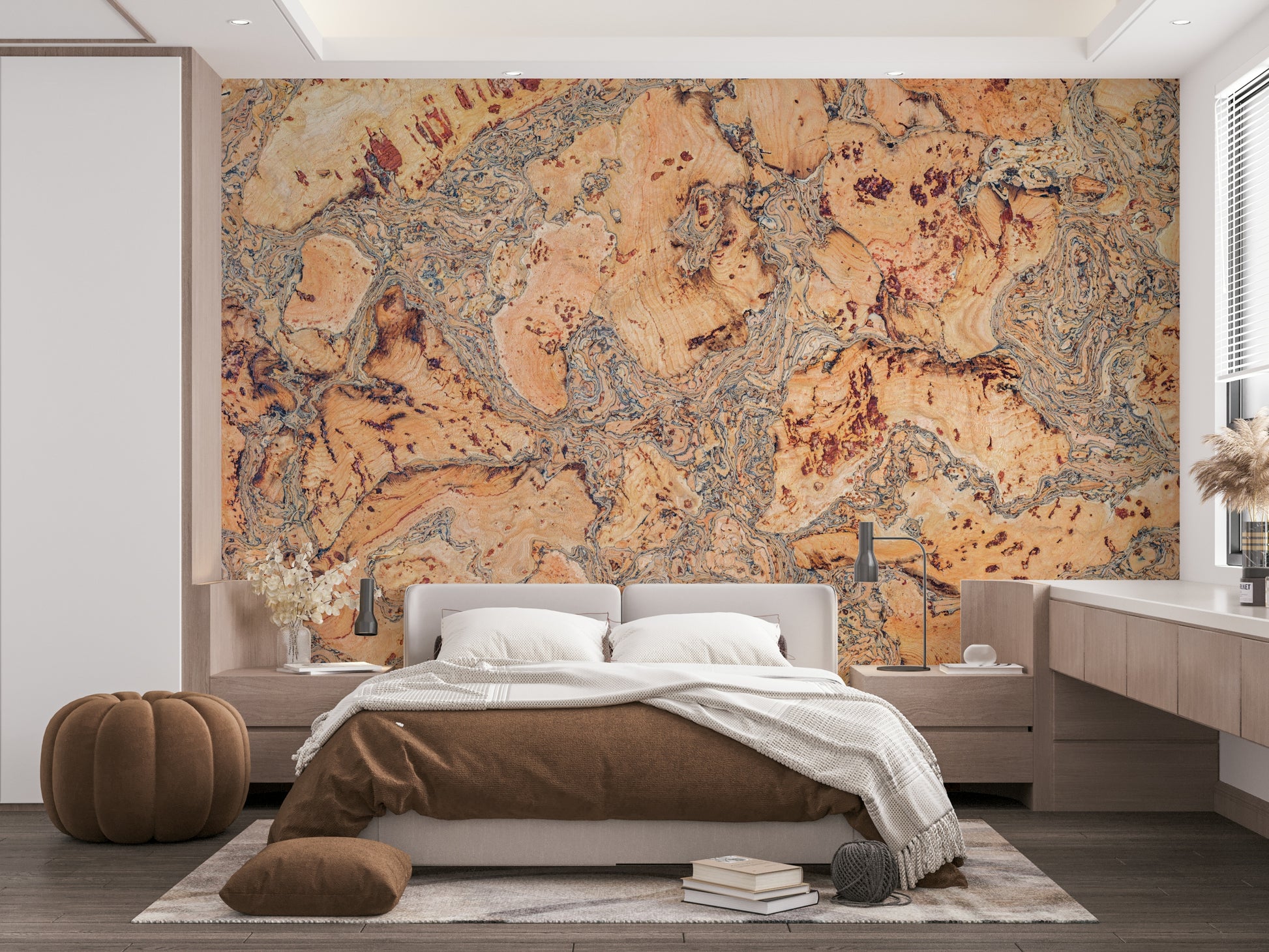earthy cork surface design wall mural

