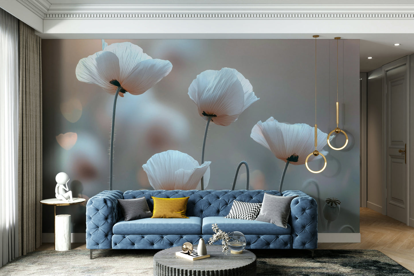 close-up of white flowers on a wall

