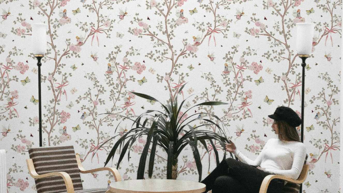 enchanted fairies chinoiserie garden wallpaper

