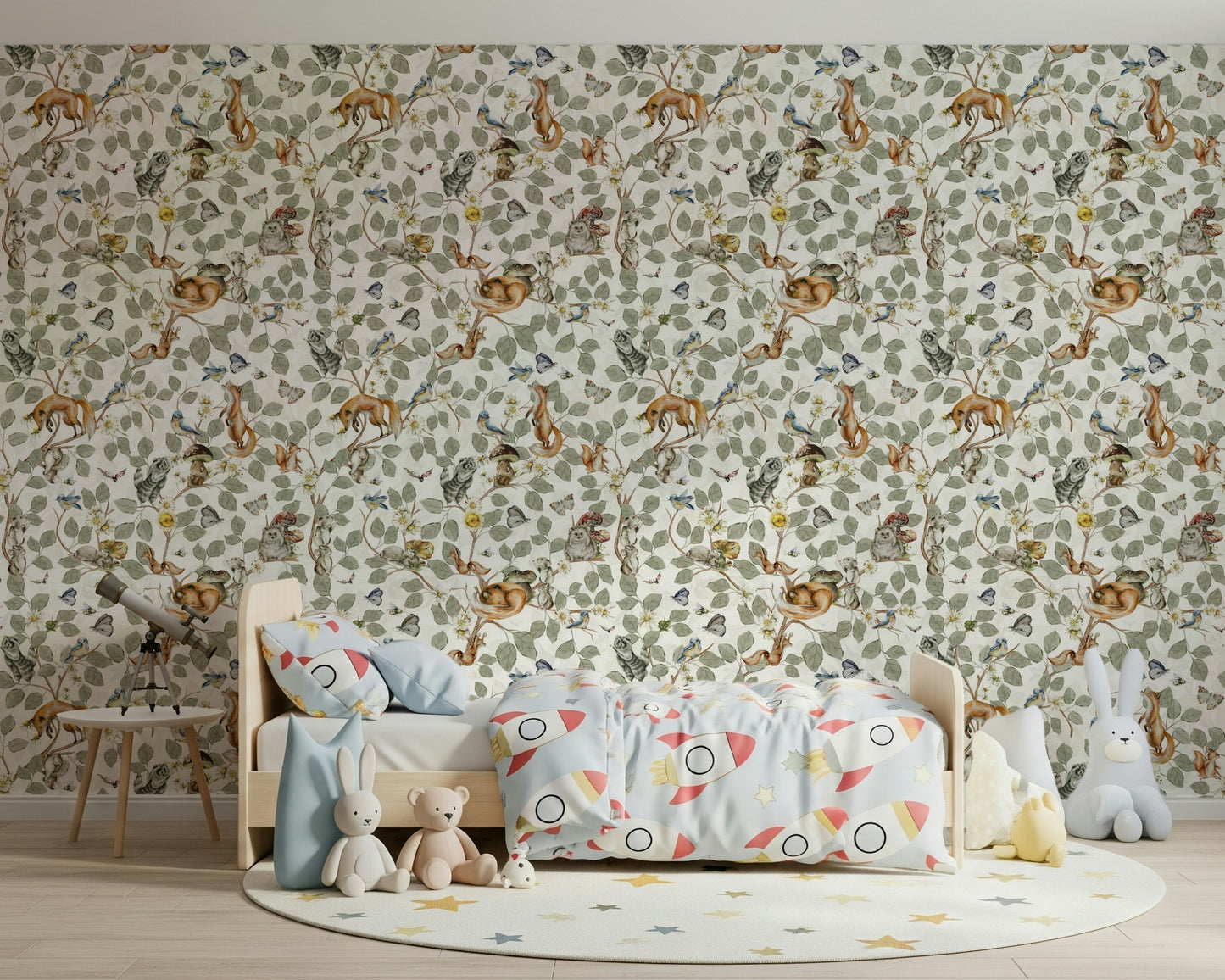 Forest Friends' Chinoiserie Foliage Wallpaper⁠