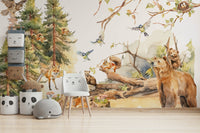 Wall mural with a soft, hand-painted watercolor texture.

