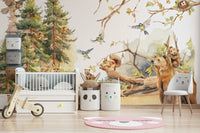 Forest Friends Watercolor wallpaper for a nursery.

