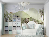 Woodland Whimsical Friends mural for a child's room.


