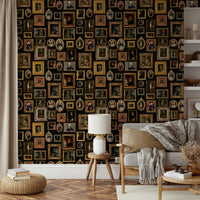 Wallpaper with a mix of neutral and classic colors.

