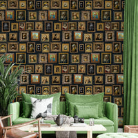 Wallpaper with a blend of neutral and accent colors.

