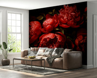 Rich, luxurious flowers in deep crimson and red hues.

