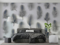 Gentle, repeating feather pattern.

