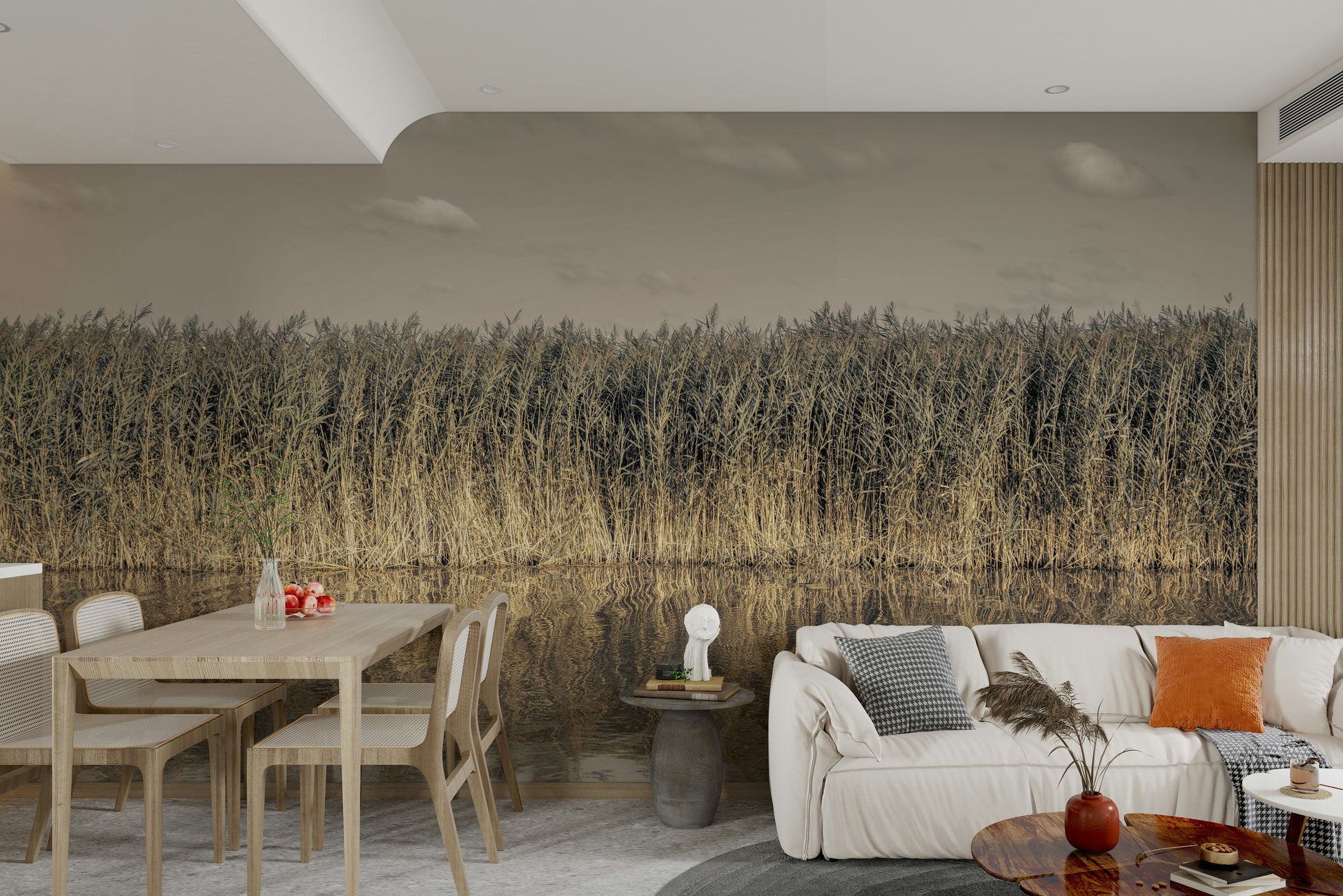 Full view of the mural in a light-filled room.

