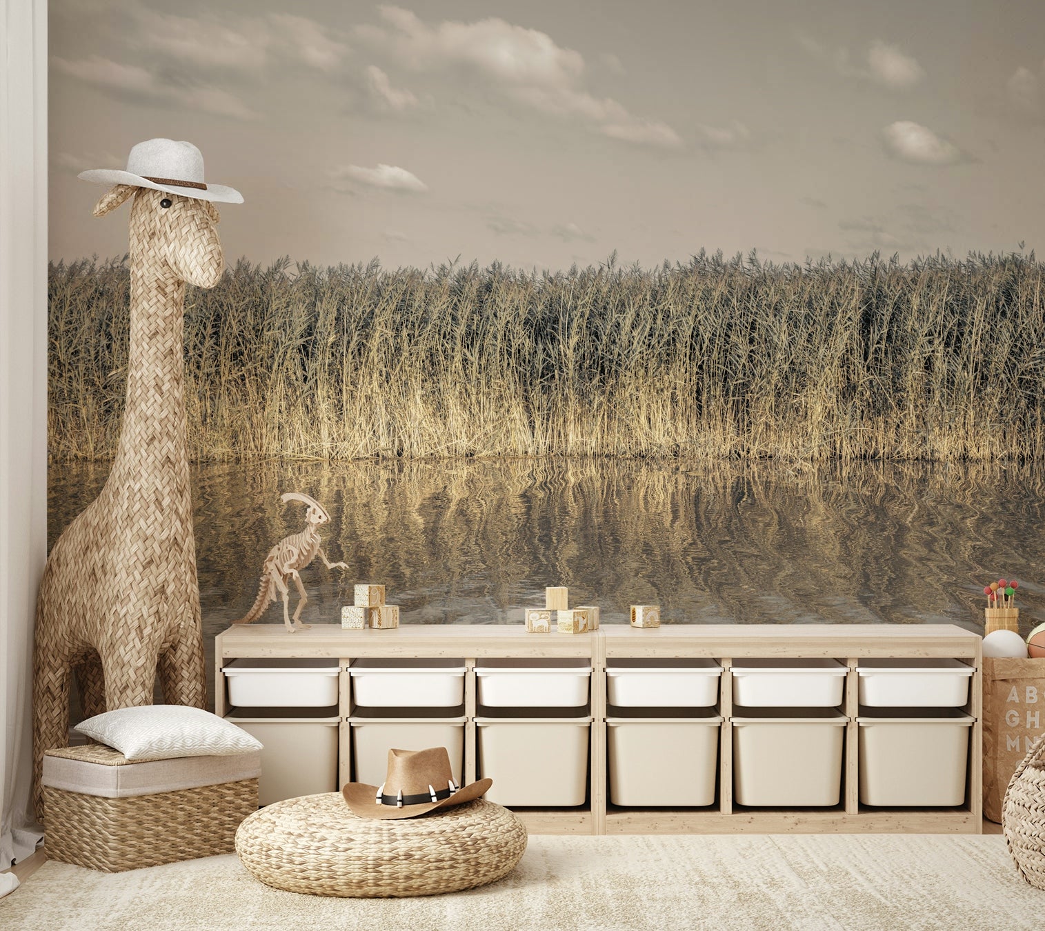 Whispering Water Grass Wall Mural.

