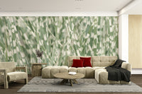 The mural covers a significant wall area, creating an immersive textural experience.
