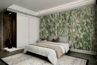The color palette is composed of harmonious muted greens and whites.
