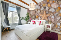 The mural covers a significant wall area, creating an immersive textural experience.
