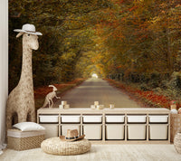 Captures the essence of a beautiful drive through an autumn forest.
