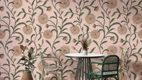 A charming and classic floral wallpaper pattern.
