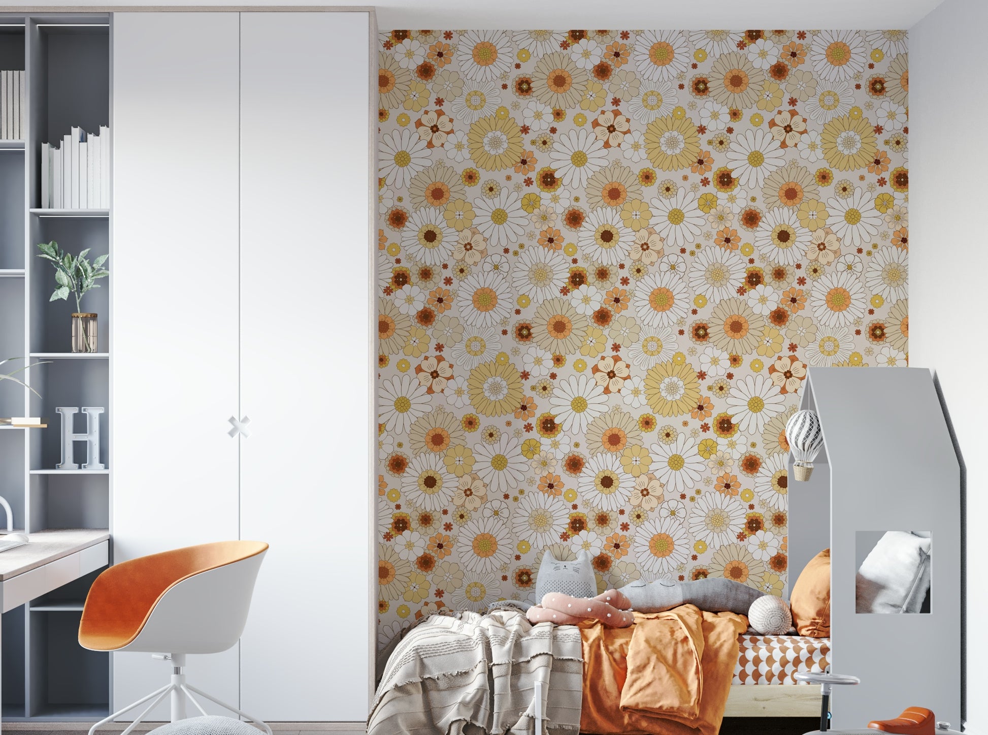 A whimsical and dreamy retro wallpaper pattern.
