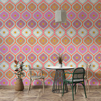 Bright, contrasting, and often psychedelic colors are used.
