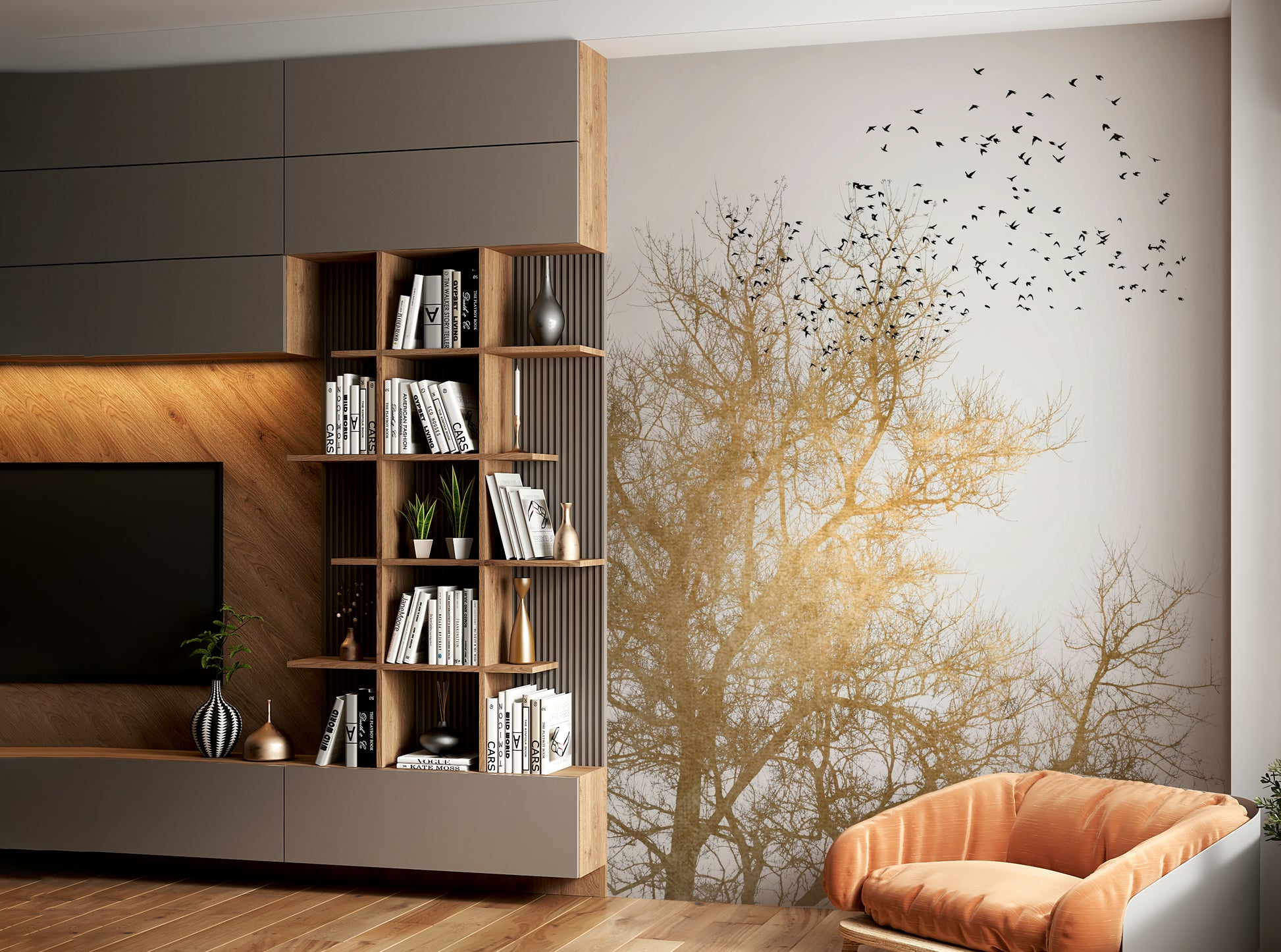 A majestic and luminous wall mural.
